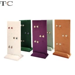 Velvet Earrings Jewelry Display Props 40 Holes Earring Studs Storage Stand Home Counter Display Rack with Multiple Colors