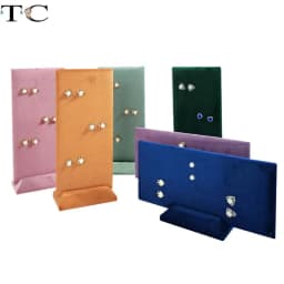 Velvet Earrings Jewelry Display Props 40 Holes Earring Studs Storage Stand Home Counter Display Rack with Multiple Colors