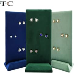 Velvet Earrings Jewelry Display Props 40 Holes Earring Studs Storage Stand Home Counter Display Rack with Multiple Colors