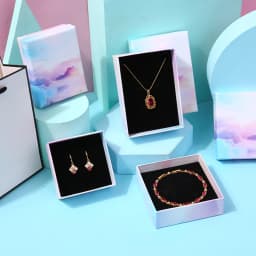 12pcs Korean Style Rainbow Paper Jewelry Box 5x5x3cm 9x9x3cm Bracelet Necklace Ring Earrings Boxes Wedding Gifts Packaging Case