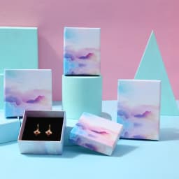 12pcs Korean Style Rainbow Paper Jewelry Box 5x5x3cm 9x9x3cm Bracelet Necklace Ring Earrings Boxes Wedding Gifts Packaging Case
