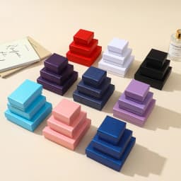 12pcs Korean Style Rainbow Paper Jewelry Box 5x5x3cm 9x9x3cm Bracelet Necklace Ring Earrings Boxes Wedding Gifts Packaging Case