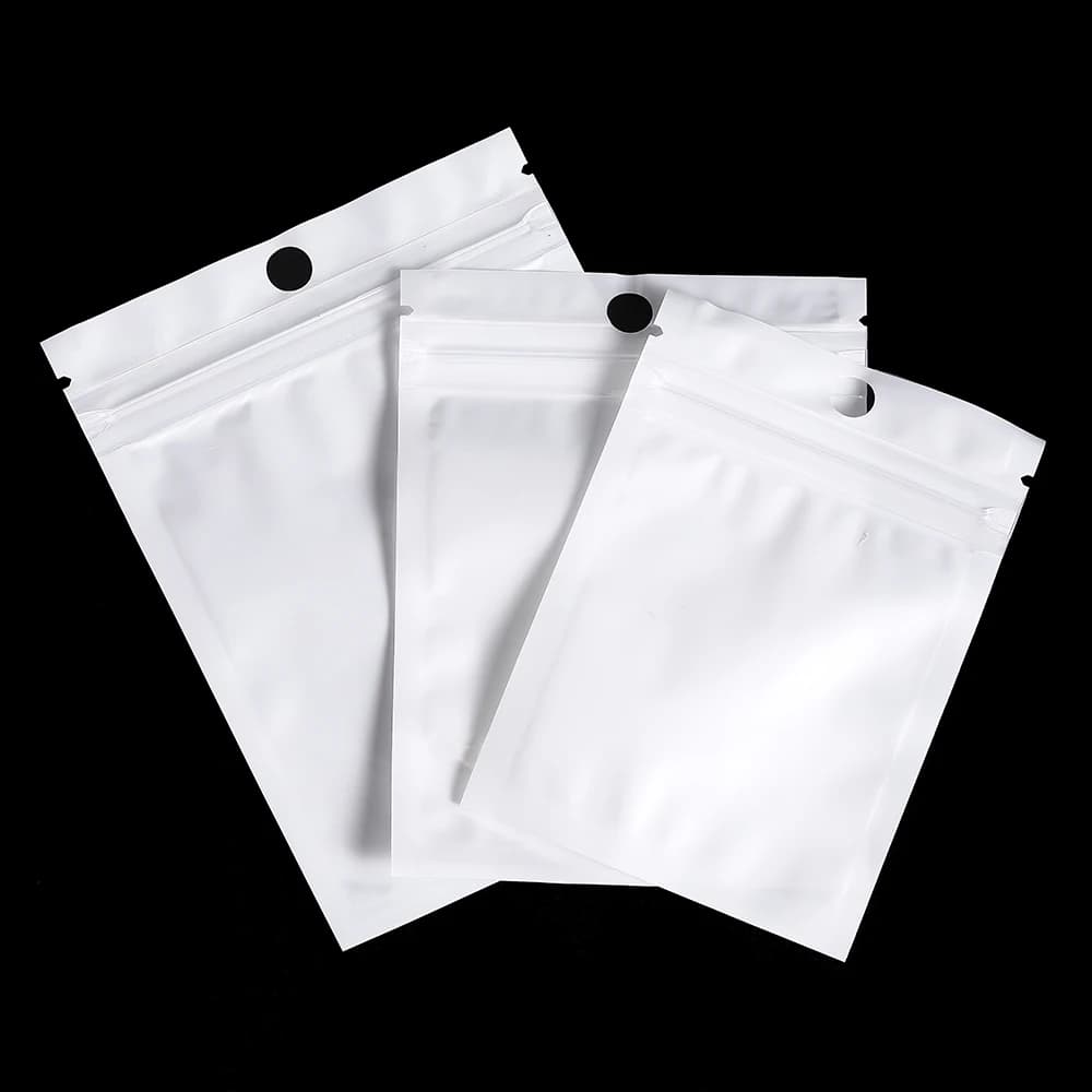30/50/l00pcs White Jewelry Bags OPP Packing Zip Pouch For Jewelry Display Storage Small Bead Earring Packaging Supplies