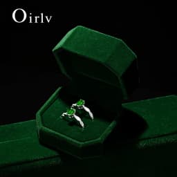 Oirlv Gemstone Green Velvet Ring Box Jewelry Box Set Luxurious High-Quality Bracelet Box Necklace Box Customizable by Organizers