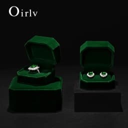 Oirlv Gemstone Green Velvet Ring Box Jewelry Box Set Luxurious High-Quality Bracelet Box Necklace Box Customizable by Organizers