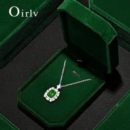 Oirlv Gemstone Green Velvet Ring Box Jewelry Box Set Luxurious High-Quality Bracelet Box Necklace Box Customizable by Organizers