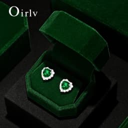 Oirlv Gemstone Green Velvet Ring Box Jewelry Box Set Luxurious High-Quality Bracelet Box Necklace Box Customizable by Organizers