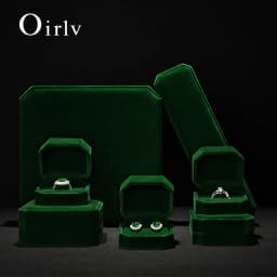 Oirlv Gemstone Green Velvet Ring Box Jewelry Box Set Luxurious High-Quality Bracelet Box Necklace Box Customizable by Organizers
