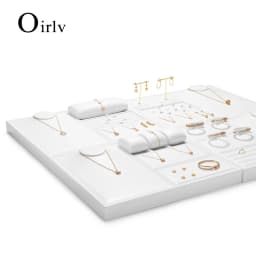 Oirlv Jewelry Display Tray White Ring Earring Display Jewelry Tray Leather Jewelry Trays Bangle Bracelet Necklace Display Trays