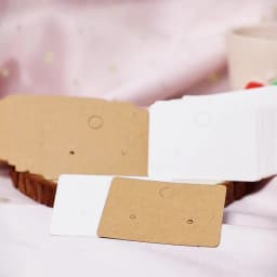 50pcs Kraft Paper Card for Jewelry Display Cards Small Square Round Blank Handmade Studs Earring Cards Price Tag Label Holder