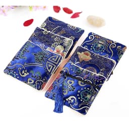Classic Jewelry Bag Embroidery Tassel Earrings Ring Buddha Beads Bracelet Pendant Storage Zipper Pouch Portable Cloth Lucky Bags