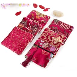 Classic Jewelry Bag Embroidery Tassel Earrings Ring Buddha Beads Bracelet Pendant Storage Zipper Pouch Portable Cloth Lucky Bags