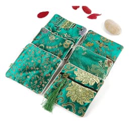 Classic Jewelry Bag Embroidery Tassel Earrings Ring Buddha Beads Bracelet Pendant Storage Zipper Pouch Portable Cloth Lucky Bags