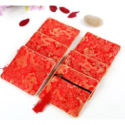 Classic Jewelry Bag Embroidery Tassel Earrings Ring Buddha Beads Bracelet Pendant Storage Zipper Pouch Portable Cloth Lucky Bags