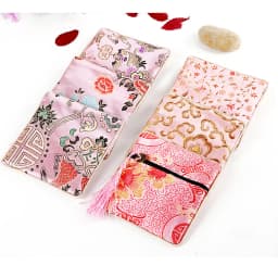 Classic Jewelry Bag Embroidery Tassel Earrings Ring Buddha Beads Bracelet Pendant Storage Zipper Pouch Portable Cloth Lucky Bags