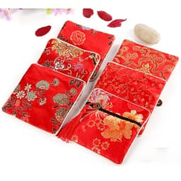 Classic Jewelry Bag Embroidery Tassel Earrings Ring Buddha Beads Bracelet Pendant Storage Zipper Pouch Portable Cloth Lucky Bags