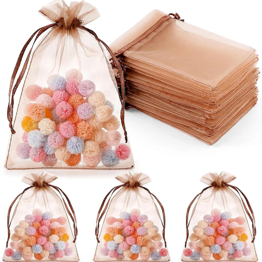 50pcs/Lot Organza Drawstring Jewelry Small Bags for Earring Favor Wrapping Packing Pouch Packaging Wedding Businesses Packaging