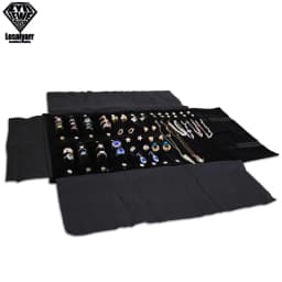 Portable Travel Jewelry Roll Bag Black Velvet Pendant Necklace Bracelet Storage Case Watch Bangle Ring Earring Organizer