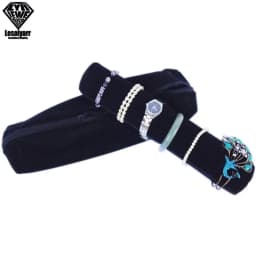 Portable Travel Jewelry Roll Bag Black Velvet Pendant Necklace Bracelet Storage Case Watch Bangle Ring Earring Organizer
