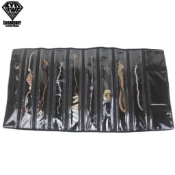Portable Travel Jewelry Roll Bag Black Velvet Pendant Necklace Bracelet Storage Case Watch Bangle Ring Earring Organizer
