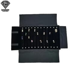 Portable Travel Jewelry Roll Bag Black Velvet Pendant Necklace Bracelet Storage Case Watch Bangle Ring Earring Organizer