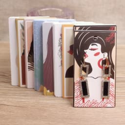 50Pcs 5x9cm White Paper Print Girl Pattern Earring Card Glasses /Brown Face Girl People Jewelry Display Packaging Cards Tags