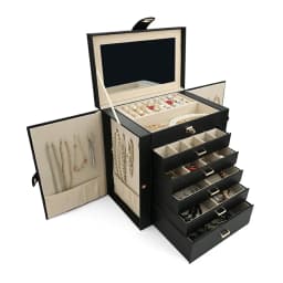 New Large Capacity 6 Layers Jewelry Box with Mirror Leather Earrings Rings Necklaces Jewelry Storage Box Organzers 5 Drawer Gift
