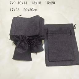 25-1000Pcs/Lot Black Jute Drawstrings Bags Cotton Linen Jewelry Bags Burlap Gift Pouches Wedding Christmas Packaging Gift Bags