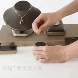 Brown PU Ring Earrings Pendant Necklace Jewelry Display Stand Set Tray Bangle Bracelet Storage Case Holder Organizer Kit