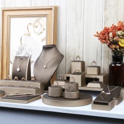 Brown PU Ring Earrings Pendant Necklace Jewelry Display Stand Set Tray Bangle Bracelet Storage Case Holder Organizer Kit