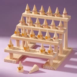 Simple Solid Wood Cone Ring Display Rack Jewelry Rack Ring Rack Display Jewelry Rack Live Stream Stall Props