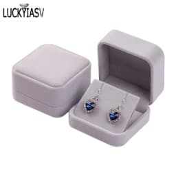 Velvet Jewelry Storage Boxes Earrings Pendant Jewelry Box Velvet Case Earrings Plastic Display Box 7*7*4cm