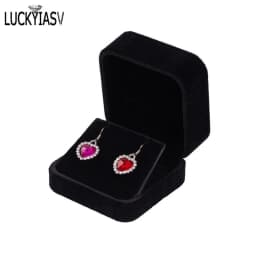 Velvet Jewelry Storage Boxes Earrings Pendant Jewelry Box Velvet Case Earrings Plastic Display Box 7*7*4cm