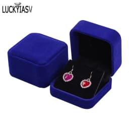 Velvet Jewelry Storage Boxes Earrings Pendant Jewelry Box Velvet Case Earrings Plastic Display Box 7*7*4cm