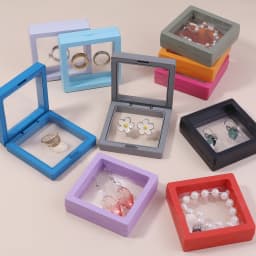 1Pc/Lot PE Film Jewelry Storage Box 3D Floating Display Case for Rings Earrings Necklace Brooch Wedding Gift Jewelry Organizer