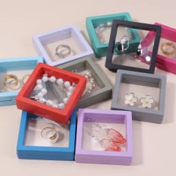 1Pc/Lot PE Film Jewelry Storage Box 3D Floating Display Case for Rings Earrings Necklace Brooch Wedding Gift Jewelry Organizer