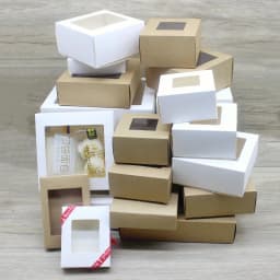 10pcs DIY GIfts package with window white/kraft jewelry package box cake Packaging For Wedding home party muffin packaging box