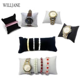 Wholesale Jewelry Pillow Stand Velvet PU Leather Holder Organizer Bracelet Case Bangle Anklet Watch Display Photography Cushion