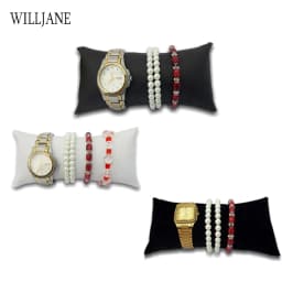 Wholesale Jewelry Pillow Stand Velvet PU Leather Holder Organizer Bracelet Case Bangle Anklet Watch Display Photography Cushion