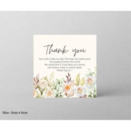 30pcs 8x8cm Pink Cartoon Square Happy Birthday Thank You Card For Small Businesses Gift Box Greeting Decoration Packaging Supply
