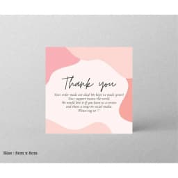 30pcs 8x8cm Pink Cartoon Square Happy Birthday Thank You Card For Small Businesses Gift Box Greeting Decoration Packaging Supply