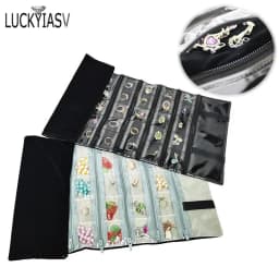 Fashion Black Velvet Zipper Jewelry Roll Bag for Jewellery Ring Earrings Organizer Storage Bag Portable Necklace Display Cases