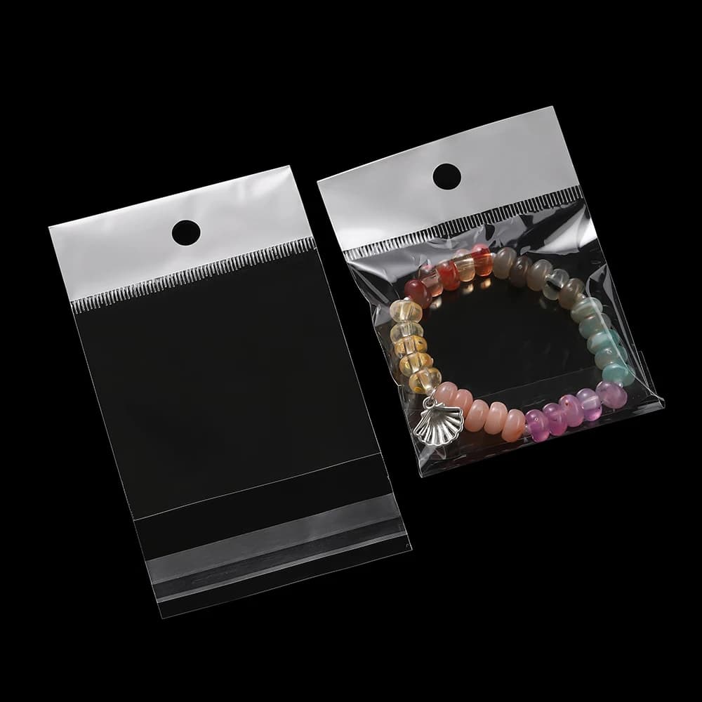 100pcs/lot Self-adhesive OPP Packaging Bags Transparent Small Jewelry Gift Packing Self Adhesive Candy Packaging Hanging Bag