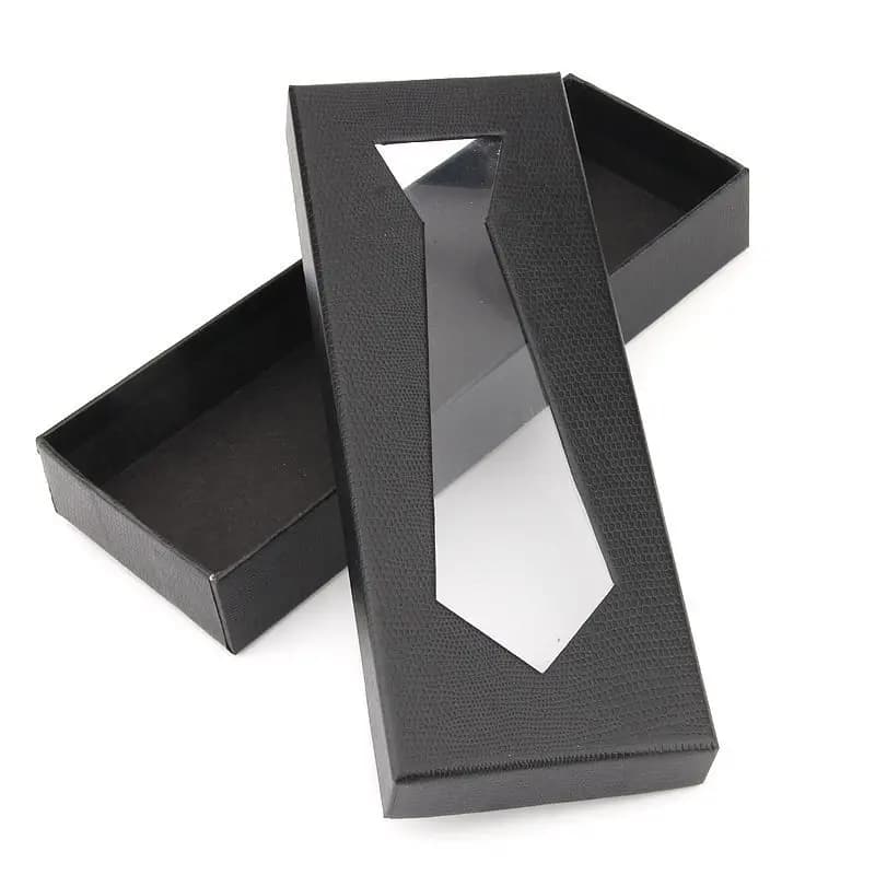 Men Simple Black Snake Pattern Necktie Bow Tie Packaging Box With Window Party Necklace Ring Storage Case Wedding Jewelry Gift