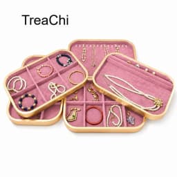 Pink Beige Gray Premium Metal Edge Inside Velvet Jewelry Tray Necklaces Rings Pendants Bracelets Storage and Display Tray