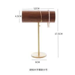 Wooden Walnut Jewelry Display Stand with Earring Tray Necklace Ring Earring Holder Organizer Jewellery Storage Box Shelf
