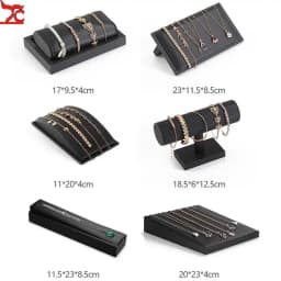 High Grade Black Leather Watch Display Rack Bracelet Earrings Display Plate Pearl Jade Rack Counter Jewelry Exhibition Props