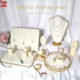 Creative Combination with Jewelry Display Case Metal Beige Suede Rack Ring Necklace Bracelet Pendant Shooting Counter Props