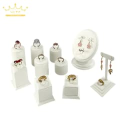 Earrings Rings Display Organizer Exhibitors Jewelry Props White Brushed Leather Jewelry Rack Ear Stud Storage Holder