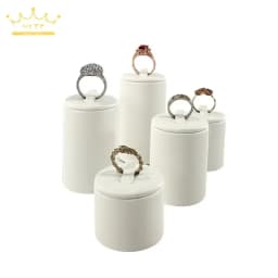 Earrings Rings Display Organizer Exhibitors Jewelry Props White Brushed Leather Jewelry Rack Ear Stud Storage Holder